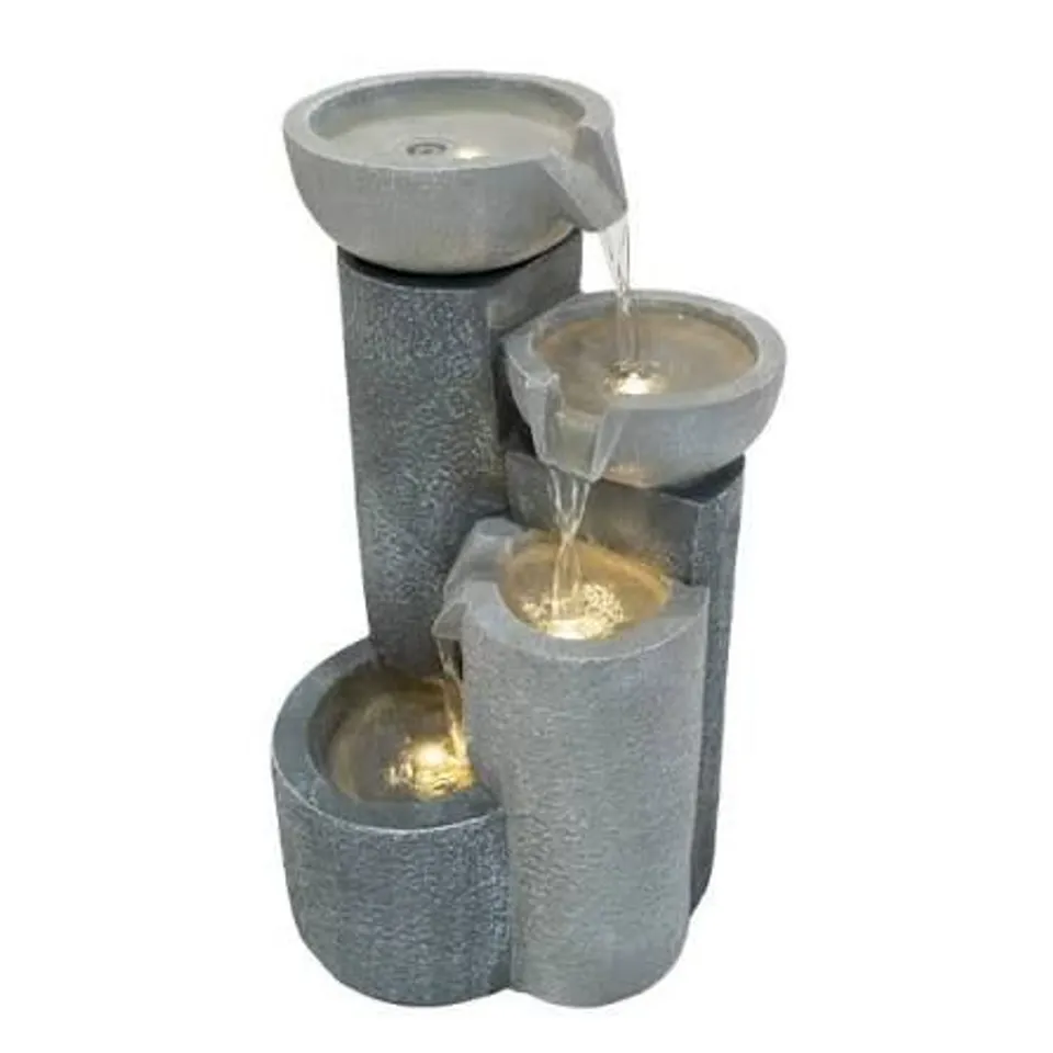 BOXED OUTDOOR WATER FEATURE GARDEN FOUNTAIN LED LIGHTS TRANQUIL TIERS