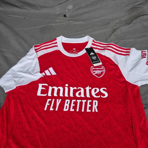 ARSENAL FC HOME SHIRT - ADIDAS - EMIRATES FLY BETTER (RED/WHITE) SIZE L