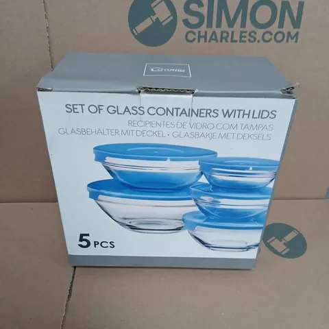SET OF GLASS CONTAINERS WITH LIDS – 5 PIECES