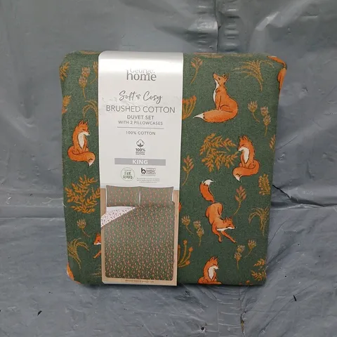 BRUSHED COTTON DUVET SET IN FOX GREEN SIZE KING