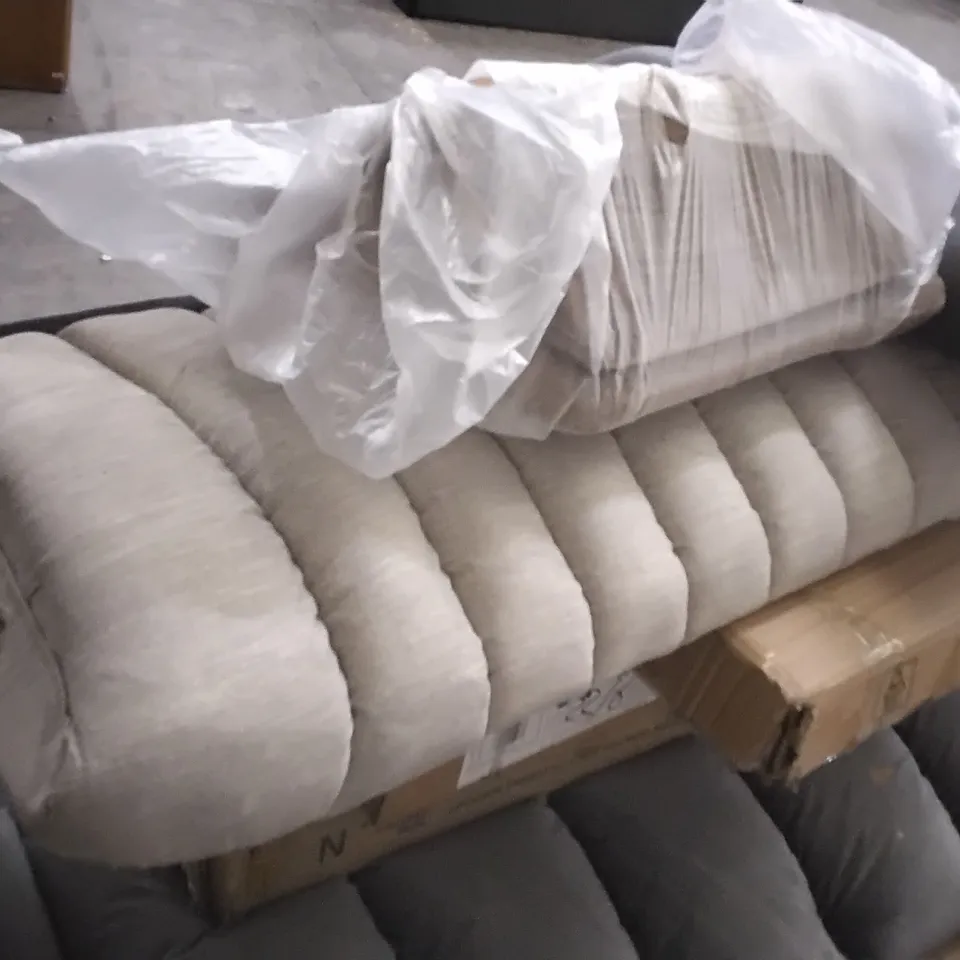 PALLET OF ASSORTED FURNITURE PARTS INCLUDING FOLDING DESK, BED HEADBOARDS AND COUCH PARTS