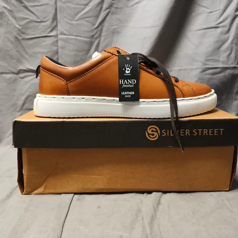 BOXED PAIR OF SILVER STREET LACE UP SHOES IN TAN SIZE UK 8