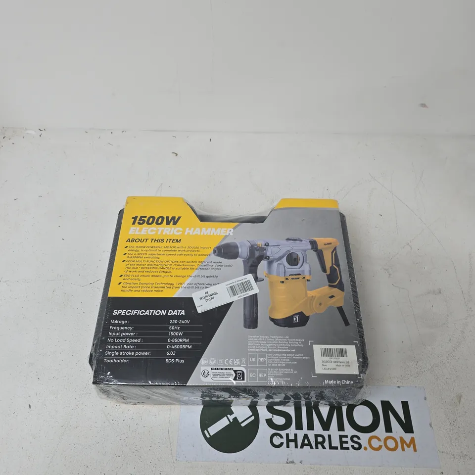 ENVENTOR 1500W ELECTRIC HAMMER – MODEL Z1C-HW01-3288EP, BOXED