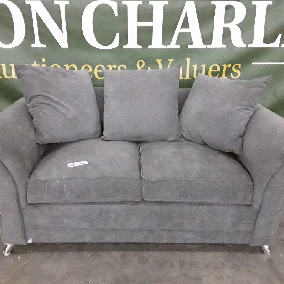QUALITY DESIGNER 2 SEATER SOFA - GREY FABRIC