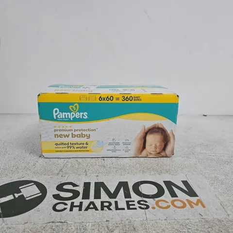 BOX OF 6 X PAMPERS BABY WIPES 60 WIPES (360 WIPES IN TOTAL)