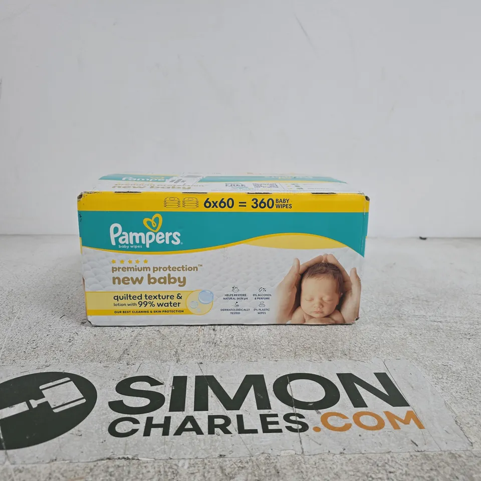 BOX OF 6 X PAMPERS BABY WIPES 60 WIPES (360 WIPES IN TOTAL)