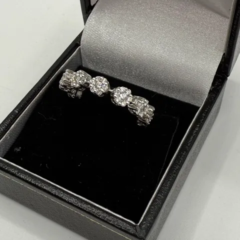 9CT WHITE GOLD THREE QUARTER RING SET WITH NATURAL DIAMONDS