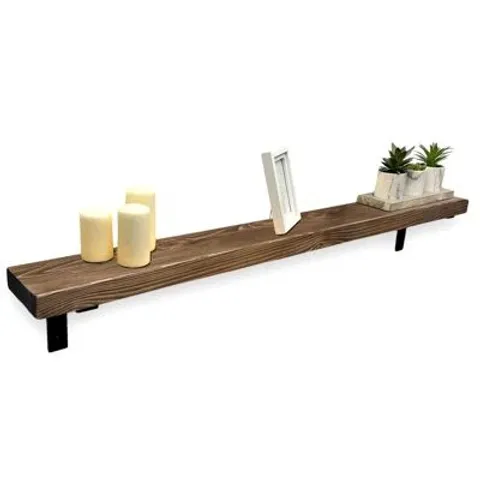 BOXED HANDMADE SOLID WOOD RADIATOR SHELF WITH BRACKETS RUSTIC SLIM WALL SHELF FOR HALLWAY STORAGE (1 BOX)