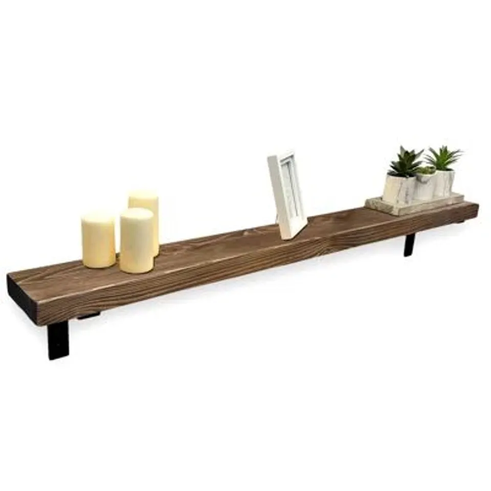 BOXED HANDMADE SOLID WOOD RADIATOR SHELF WITH BRACKETS RUSTIC SLIM WALL SHELF FOR HALLWAY STORAGE (1 BOX)