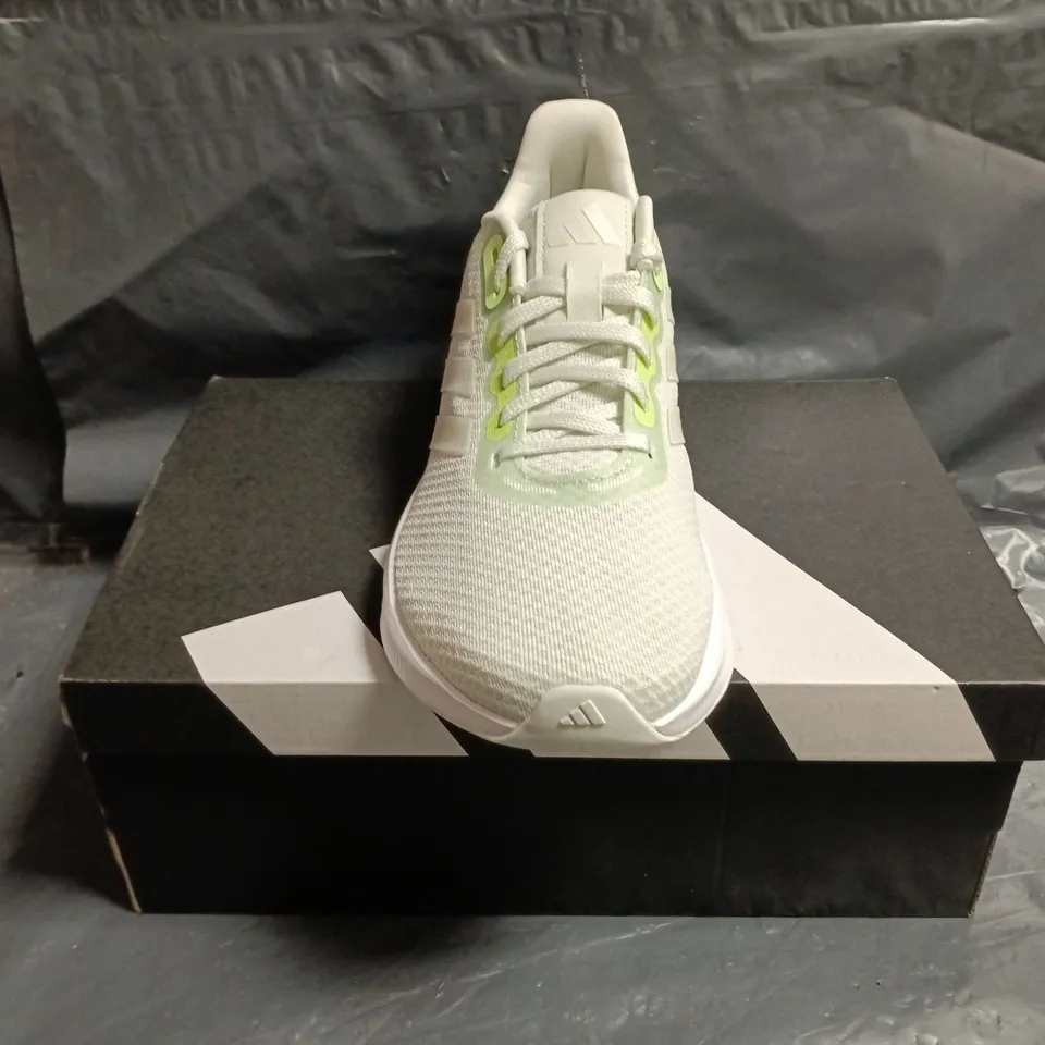 BOXED PAIR OF ADIDAS RUNFALCON 3.0 SHOES IN PALE GREEN SIZE UK 4.5