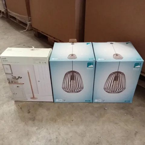 PALLET TO CONTAIN APPROXIMATELY 11 DESIGNER INDOOR LIGHTING PRODUCTS TO INCLUDE; CEILING LIGHTS. FLOOR LAMP ETC