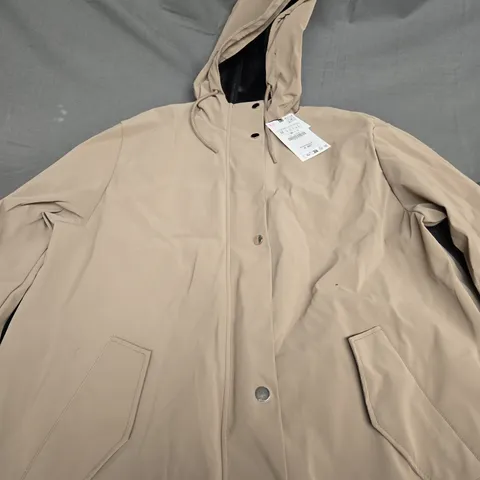 ZARA TAN JACKET WITH HOOD - UK M