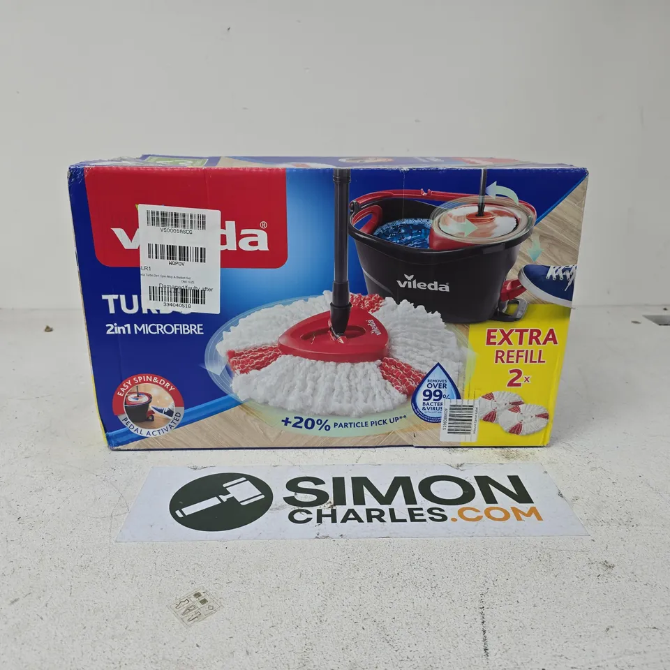 VILEDA TURBO 2IN1 SPIN MOP & BUCKET SET WITH REFILL