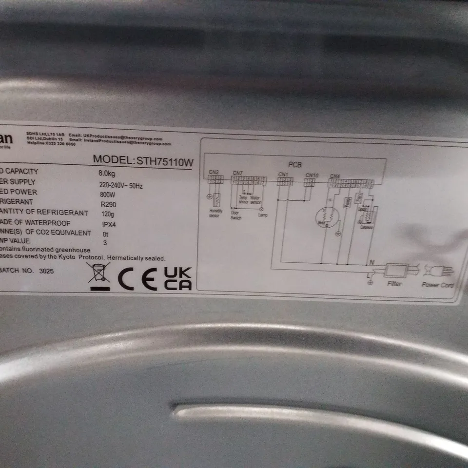 SWAN STC75110W 8KG LOAD CONDENSER TUMBLE DRYER IN WHITE