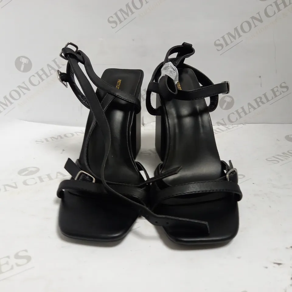 PRETTYLITTLETHING STRAPPY BLOCK HEEL SHOES UK SIZE 6