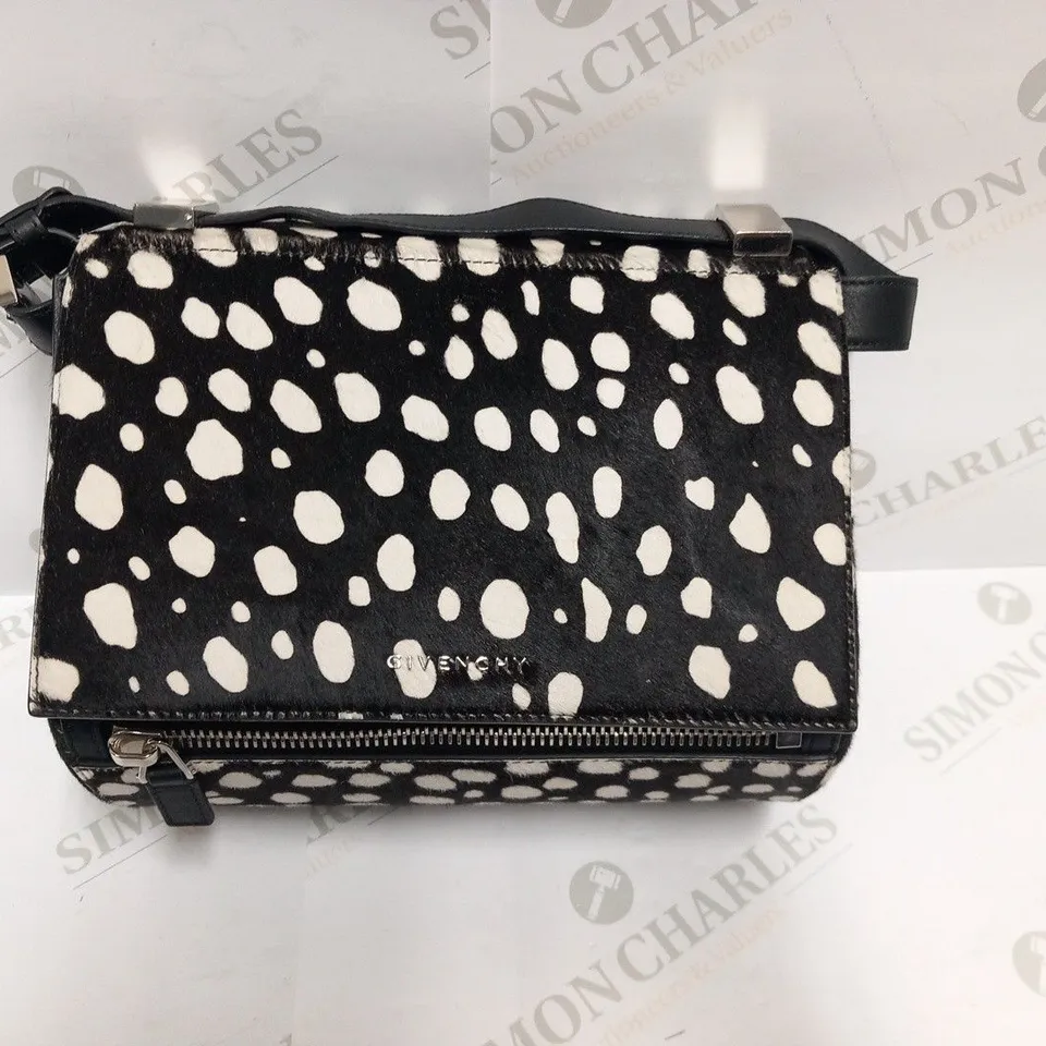 GIVENCHY PANDORA SHOULDER PONY STYLE WHITE SPOT BAG
