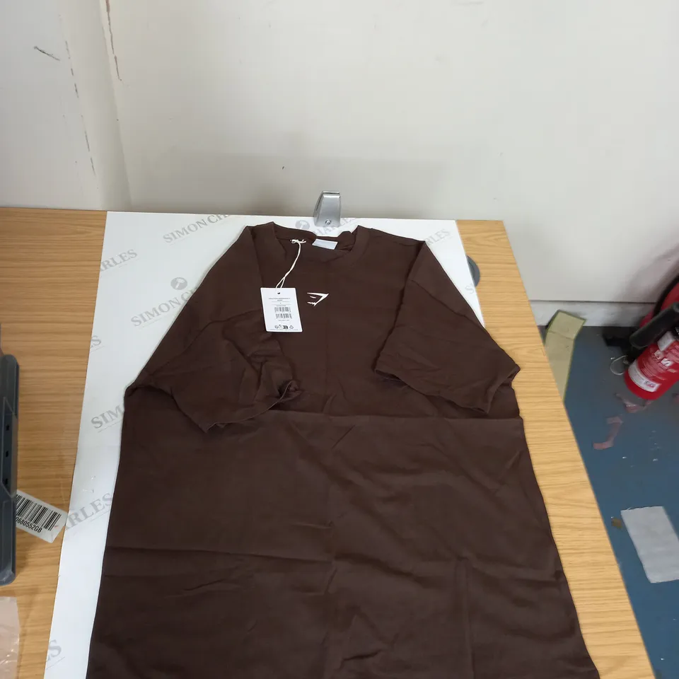 GYMHARK OVERSIZE T-SHIRT BROWN SIZE MEDIUM