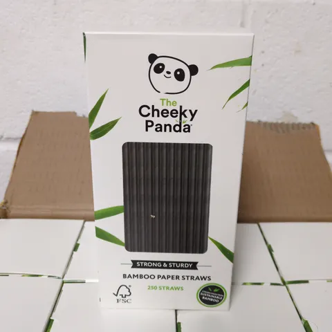 BOX OF APPROXIMATELY 24 PACKS OF THE CHEEKY PANDA BAMBOO PAPER STRAWS BLACK