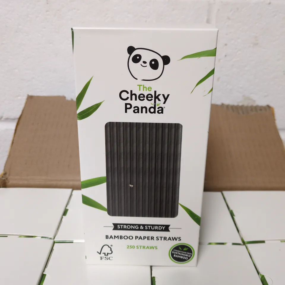 BOX OF APPROXIMATELY 24 PACKS OF THE CHEEKY PANDA BAMBOO PAPER STRAWS BLACK