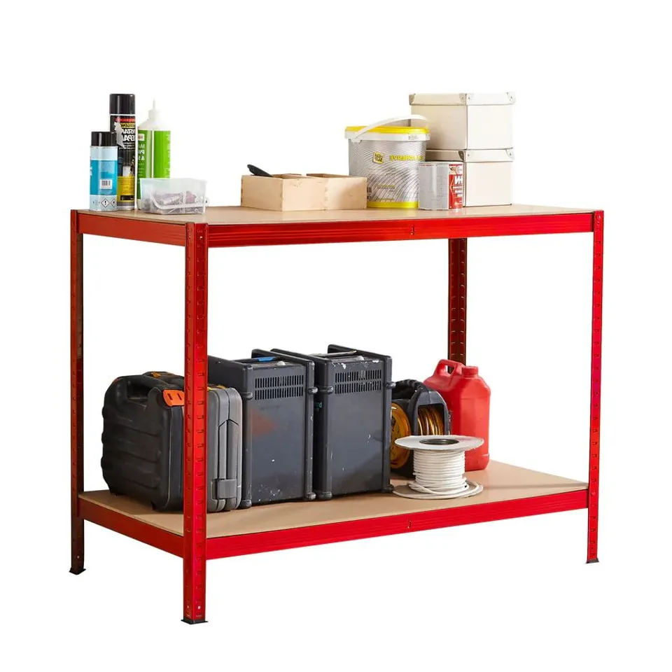 BOXED NEO HEAVY DUTY METAL STEEL WORKBENCH - RED (1 BOX)