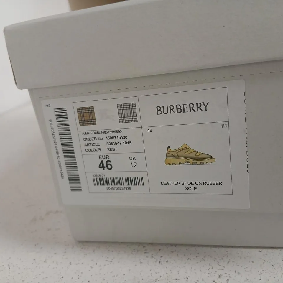 BURBERRY LEATHER TRAINER – BEIGE, UK 12 (EUR 46)