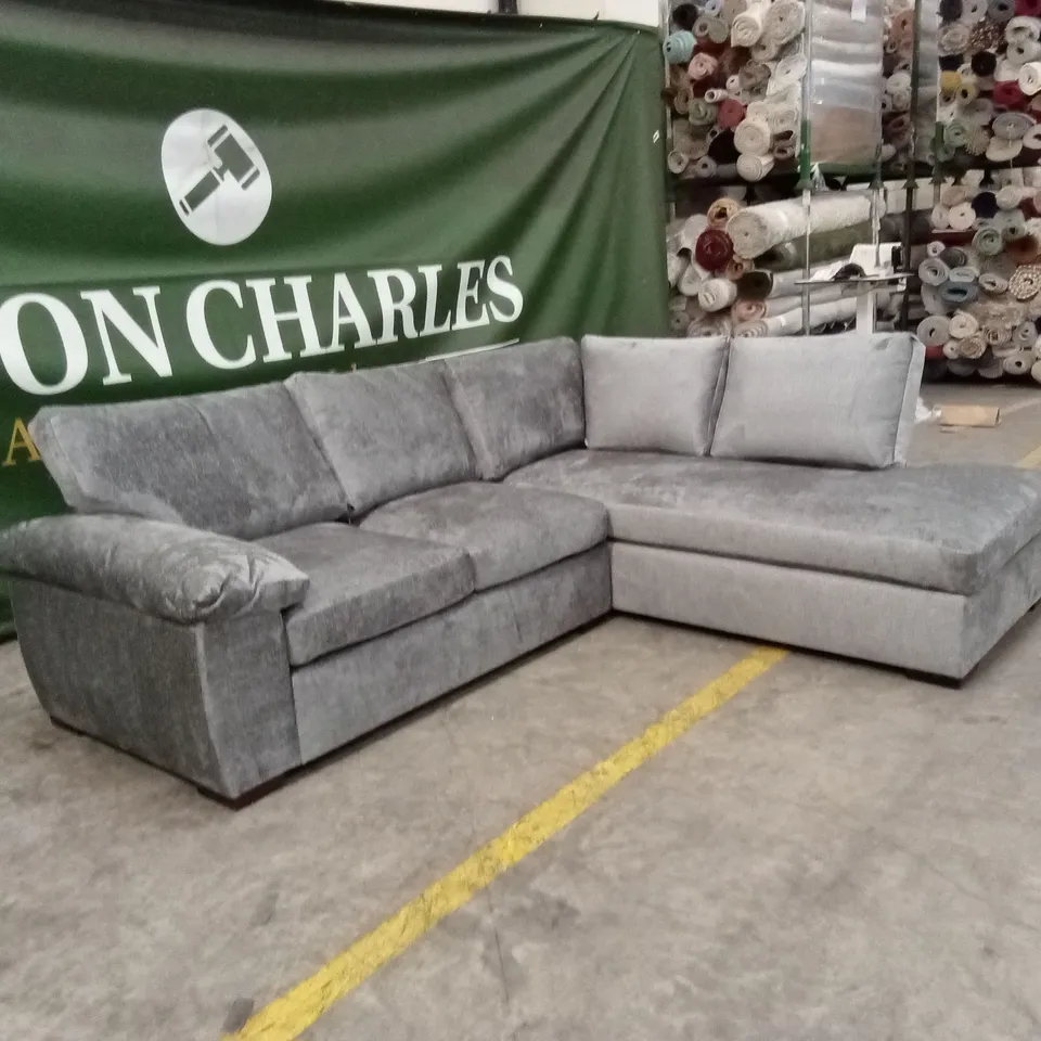 SALERNO FABRIC RIGHT HAND CORNER CHAISE SOFA - GREY RRP £999