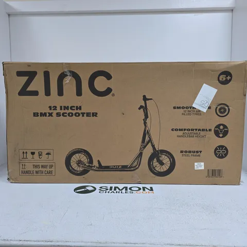 BOXED ZINC 12 INCH BMX SCOOTER IN NEOCHROME - COLLECTION ONLY
