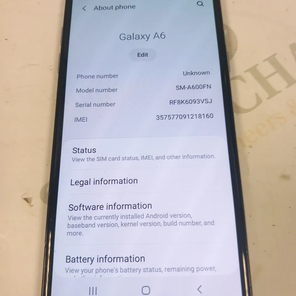 SAMSUNG GALAXY A6 MOBILE PHONE