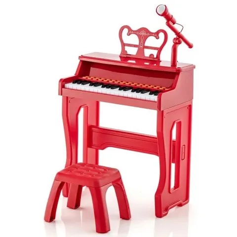 BOXED COSTWAY 37-KEY ELECTRONIC PIANO KEYBOARD WITH ADJUSTABLE MICROPHONE - RED