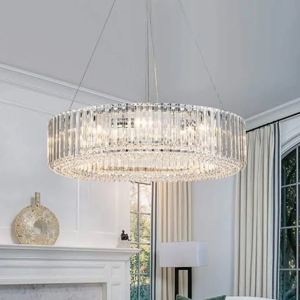 BOXED ORILLIAH CONTEMPORARY 25.98 IN. 8-LIGHT CHROME CRYSTAL RING CHANDELIER
