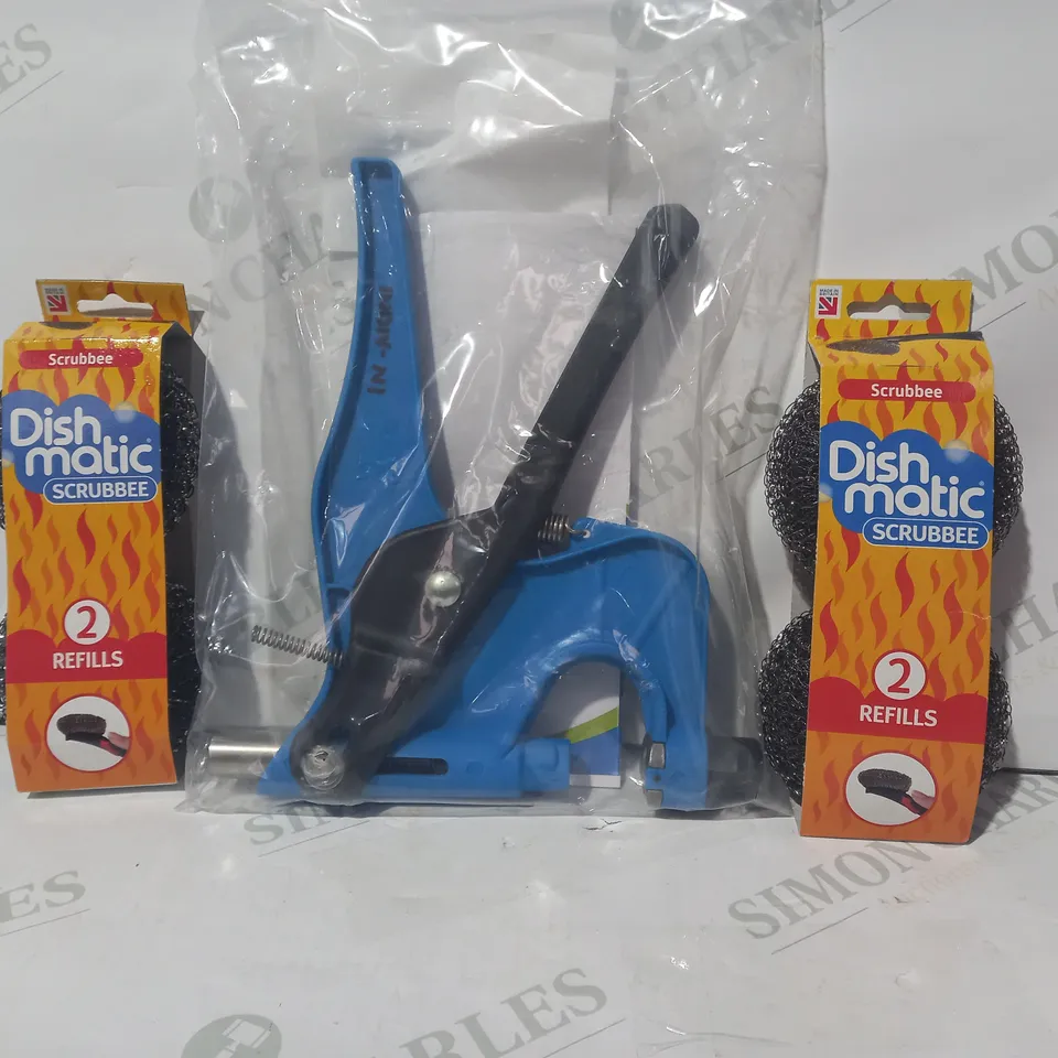 LOT OF APPROXIMATELY 10 ASSORTED HOUSEHOLD ITEMS TO INCLUDE DISHMATIC SCRUBBEE, TISSUE SAMPLING UNIT, ETC