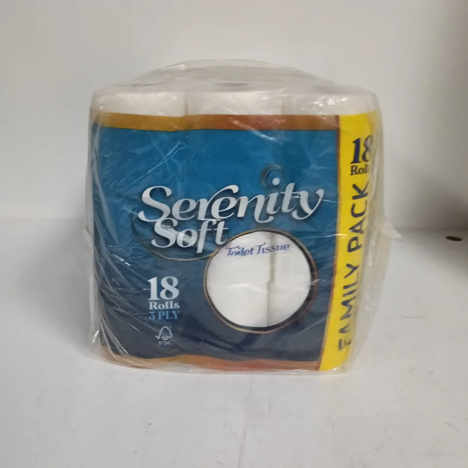 LOT OF 3 SERENITY SOFT FAMILY PACKS OF TOILET TISSUE - 3 X 18 ROLLS