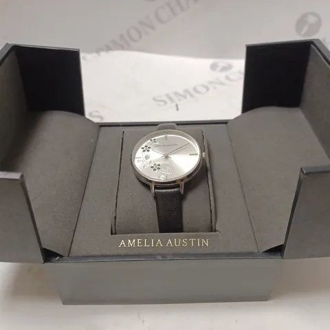 AMELIA AUSTIN SMALL SPIDER DETAILED SILVER WATCH BOXED