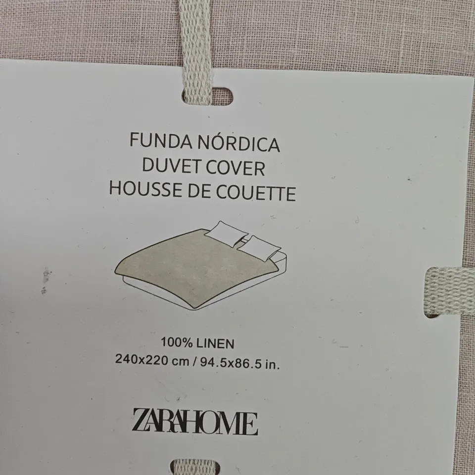 ZARA HOME 100% LINEN DUVET COVER SET – PINK, 240X220 CM