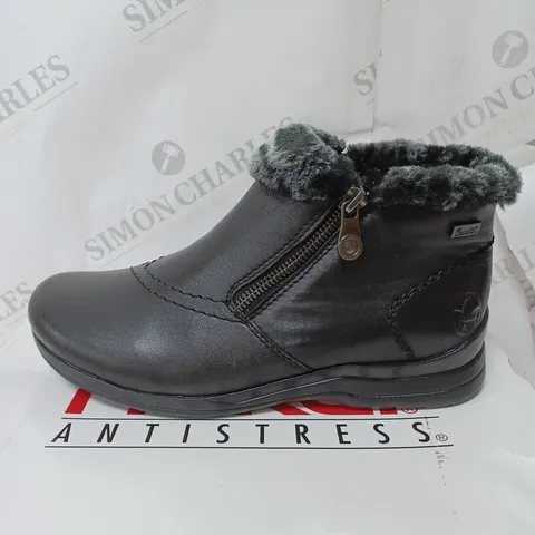 BOXED RIEKER FUR CUFF BOOTS, BLACK - SIZE 5