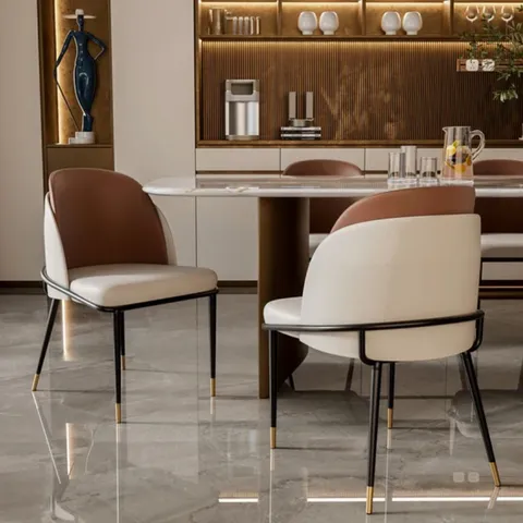 BOXED SET OF 2 UPHOLSTERED DINING CHAIRS STYLISH METAL FRAMED SIDE CHAIRS