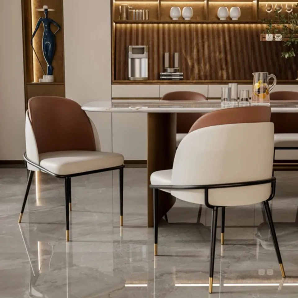 BOXED SET OF 2 UPHOLSTERED DINING CHAIRS STYLISH METAL FRAMED SIDE CHAIRS