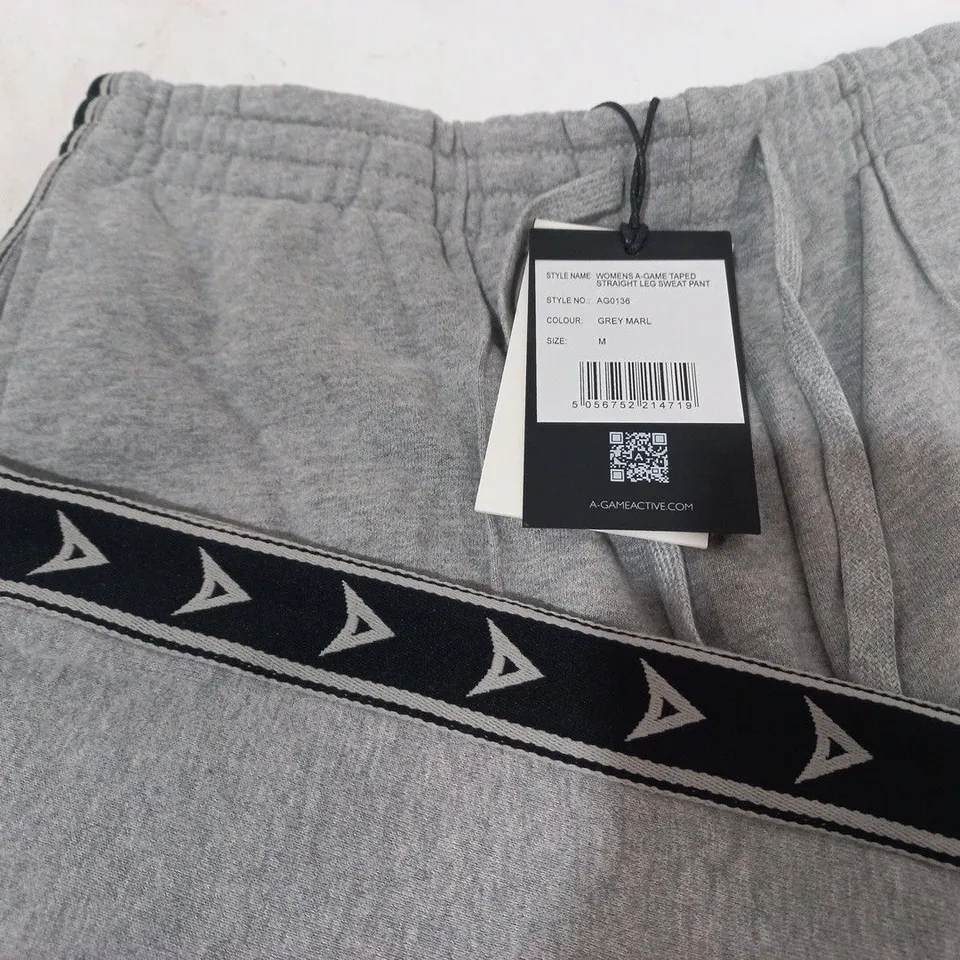 A-GAME WOMENS TAPED STRAIGHT LEG SWEAT PANTS IN GREY - M