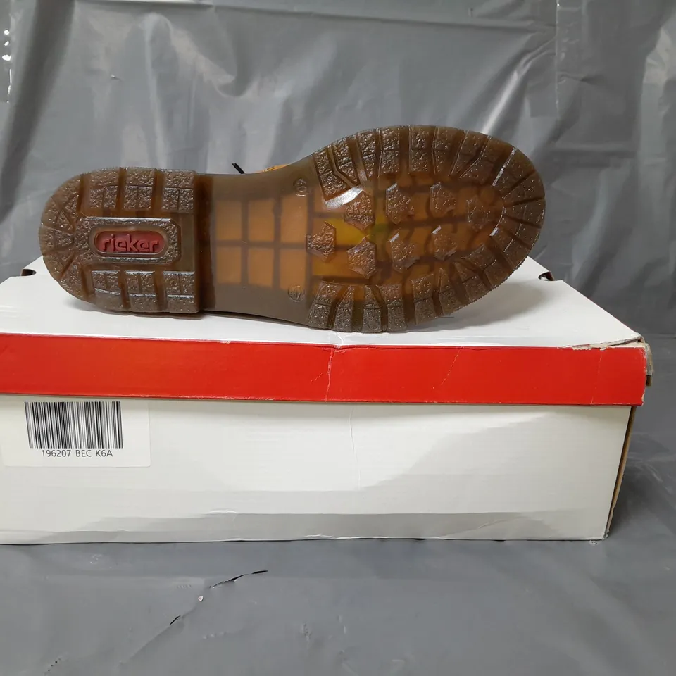 RIEKER LACE UP ANKLE BOOTS OCHRE SIZE 6.5