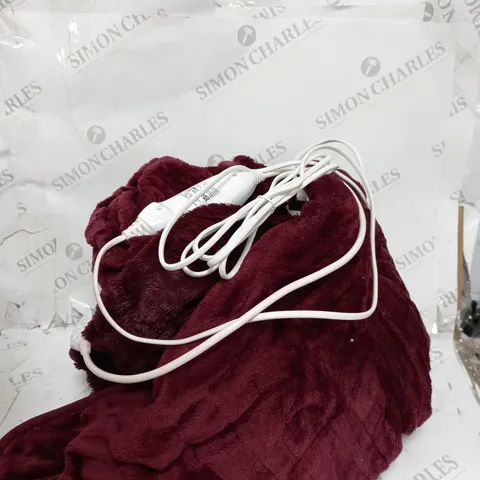 BOXED COZEE HOME VELVETSOFT HEATED THROW IN SHIRAZ WINE