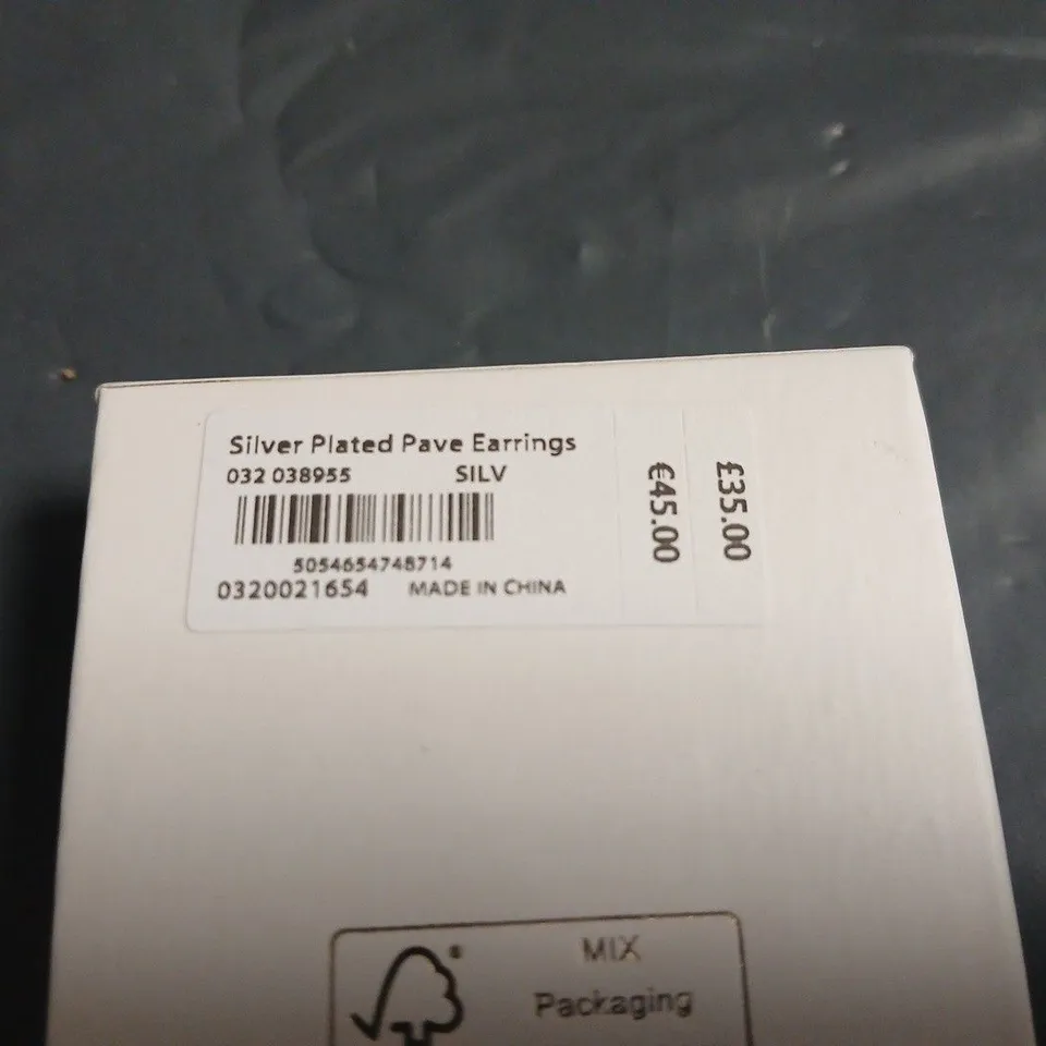 MINT VELVET SILVER PLATED PAVE EARRINGS