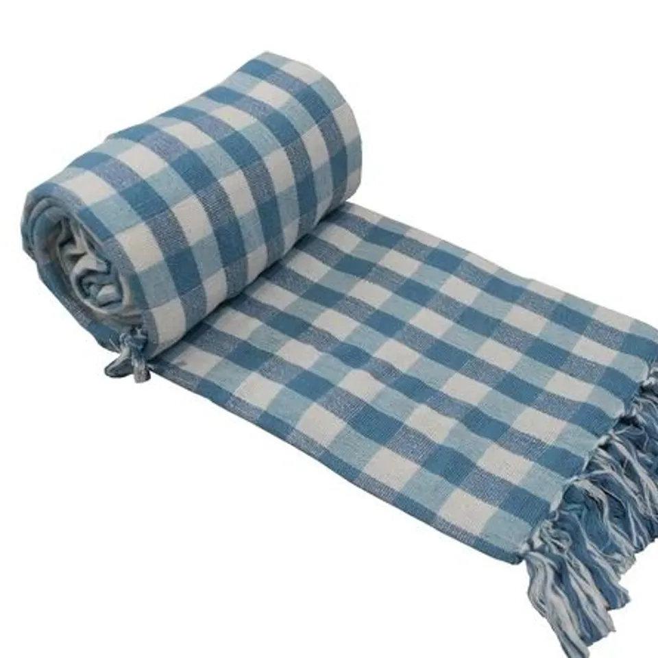 HORRELL HANDMADE THROW BLANKET BLUE