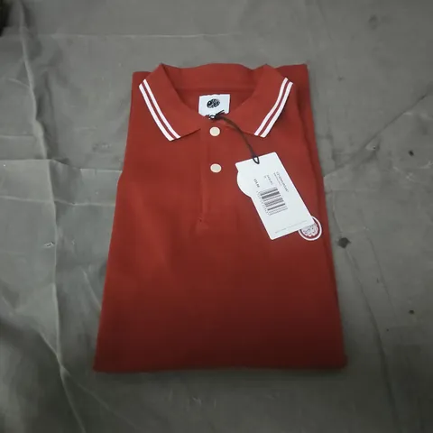 PRETTY GREEN RED POLO SHIRT WITH WHITE COLLAR TRIM