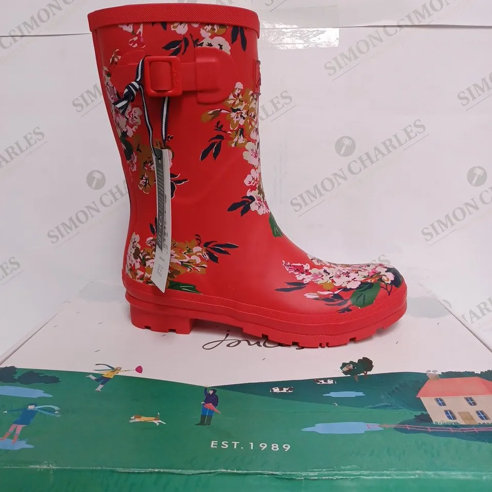 BOXED JOULES MOLLY WELLY RED FLORL - UK 7