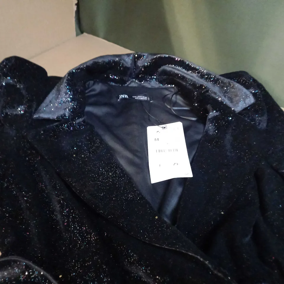 ZARA BLACK/SPARKKLE DETAILED PLUNGE STATEMENT MINI - MEDIUM