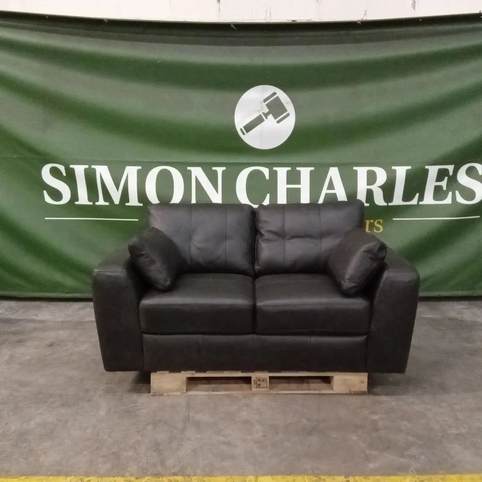 ARDEN ITALIAN LEATHER 2 SEATER SOFA - BLACK RRP £1299