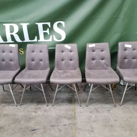 SET OF 5 GREY FABRIC DINING CHAIRS