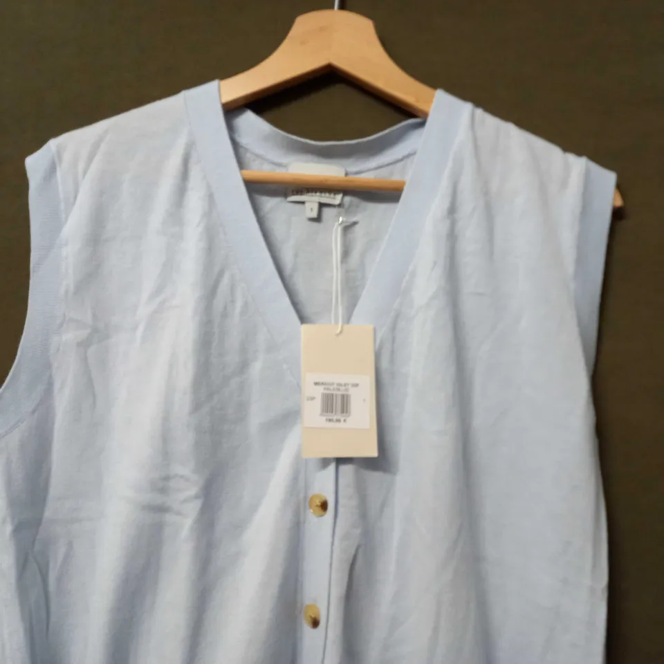 RUE BLANCHE MERICOT GILET IN PALE BLUE - SIZE 1