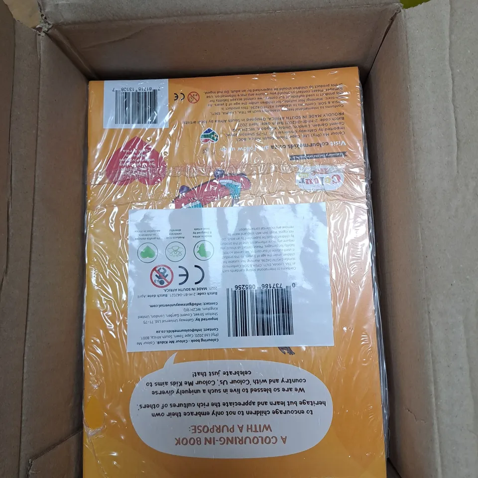 BOX OF APPROXIMATELY 125 COLOUR US BY COLOUR ME KIDS DIVERSE COLOURING BOOKS