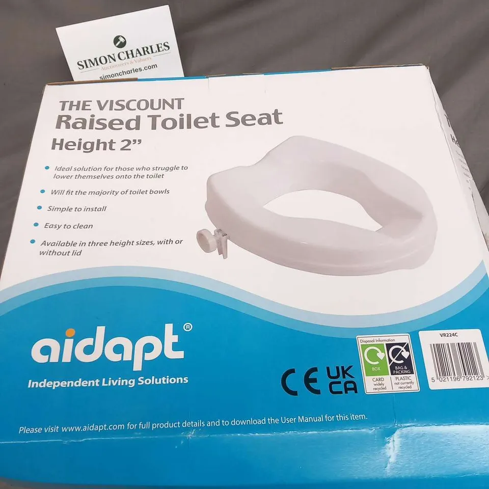 BOXED AIDAPT THE VISCOUNT RAISED TOILET SEAT HEIGHT 2"